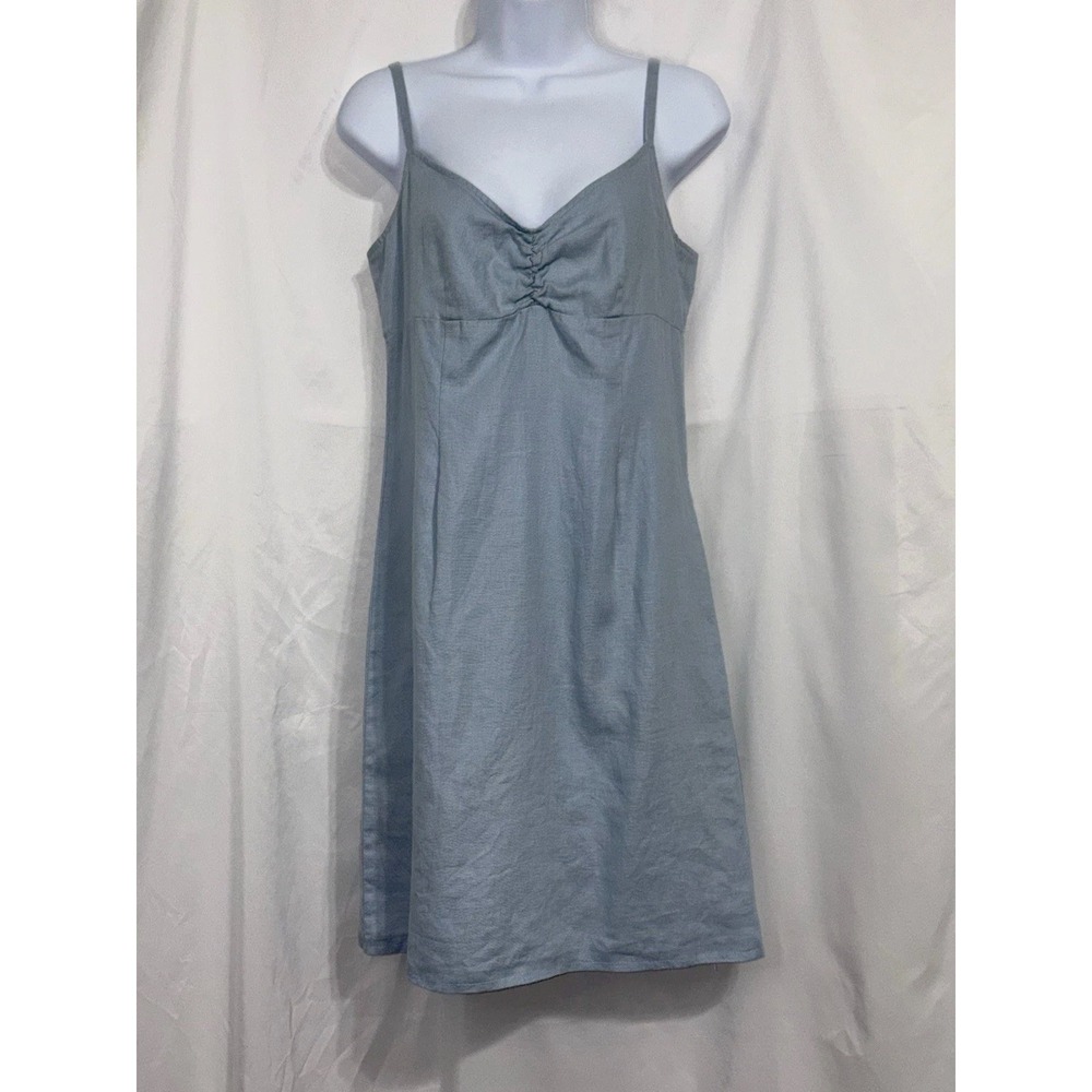 100% Linen Old Navy Cami Mini Tank Dress Adjustable Straps W Sz 2 Light Blue